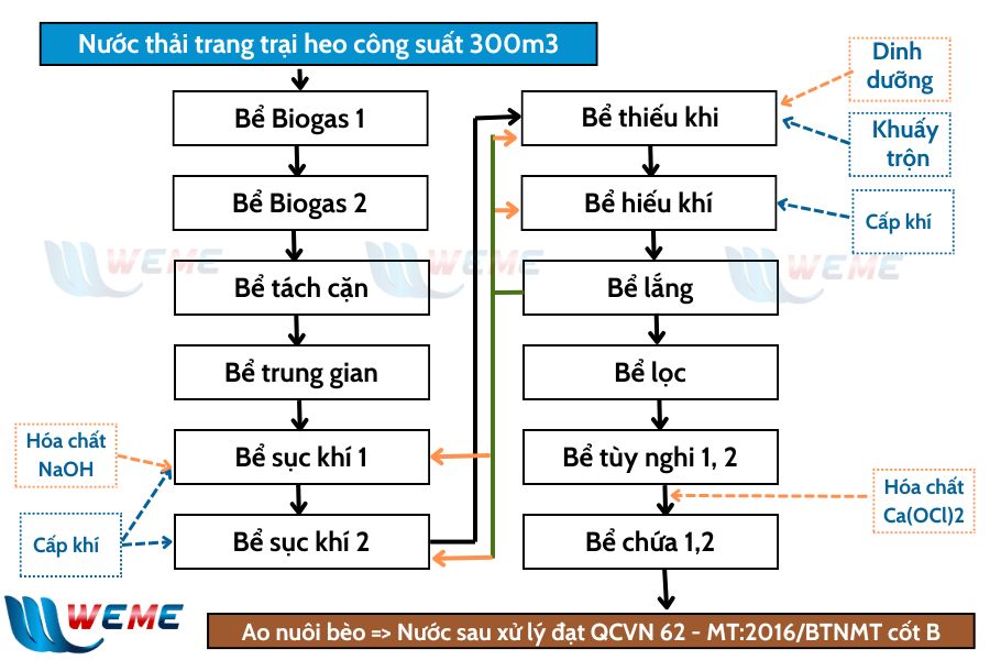 Sơ đồ hệ thống xủ lý nước thải Nông Trại Trung Sơn